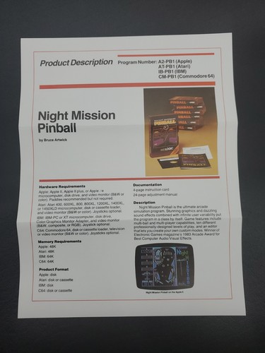 Sublogic night mission pinball - night,