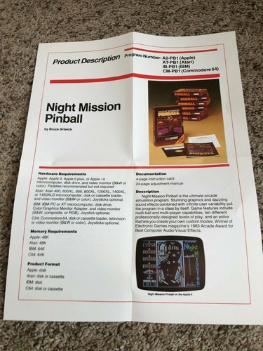 Sublogic night mission - mission, pinball
